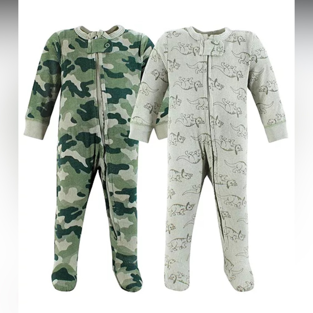 Baby Boys Hudson Cozy Thermal Zippered One-Piece Outfits 2-Pack